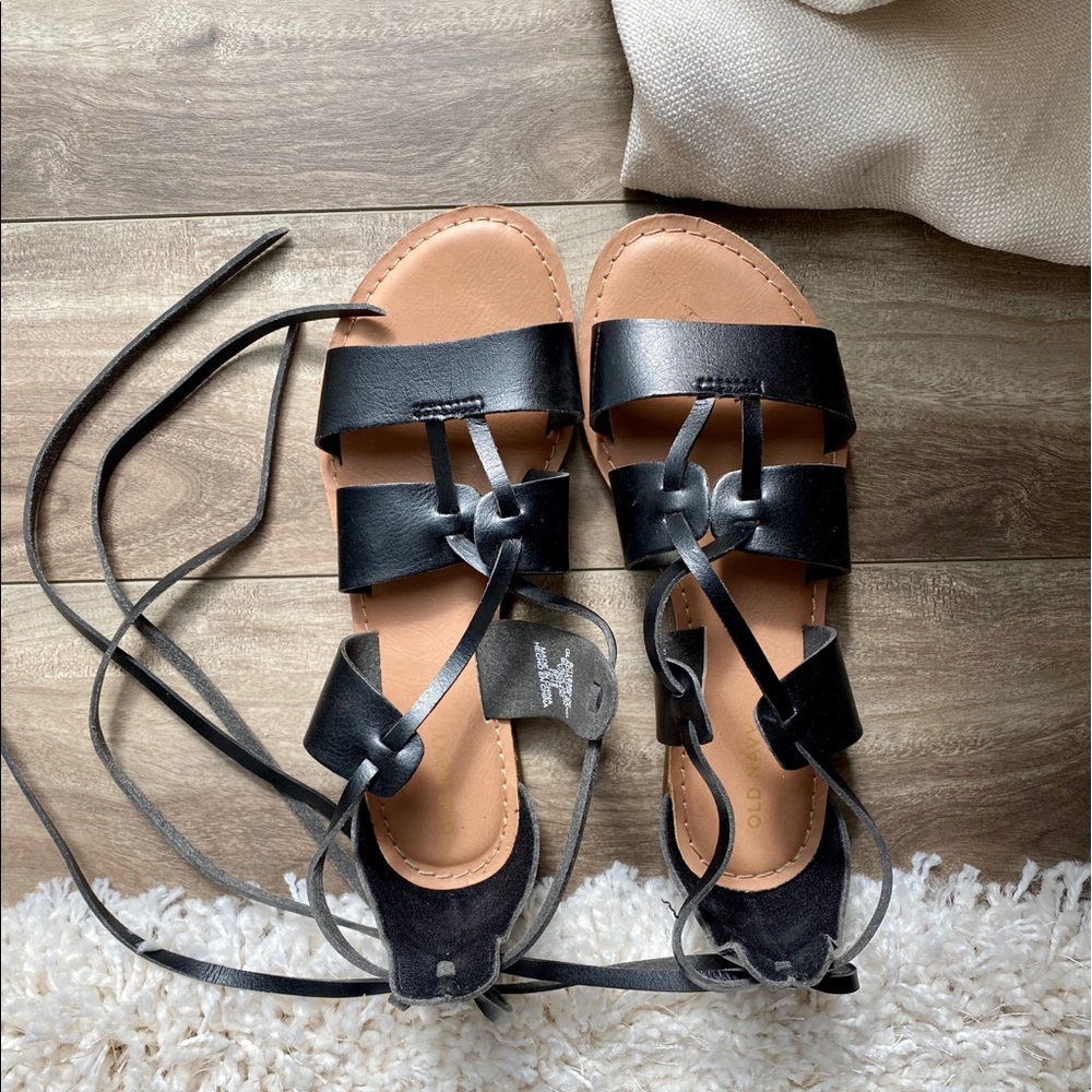 Black lace up sandals